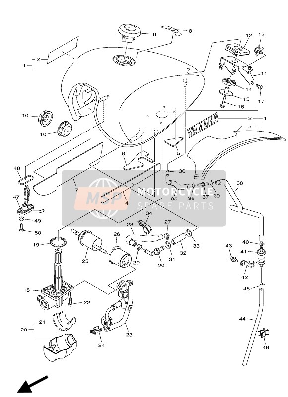 Yamaha XVS950 ABS 2016 Depósito de combustible (DPBMX-MNM3) para un 2016 Yamaha XVS950 ABS