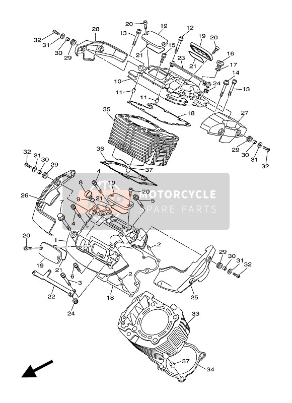 Yamaha XVS1300A 2016 Cylinder for a 2016 Yamaha XVS1300A