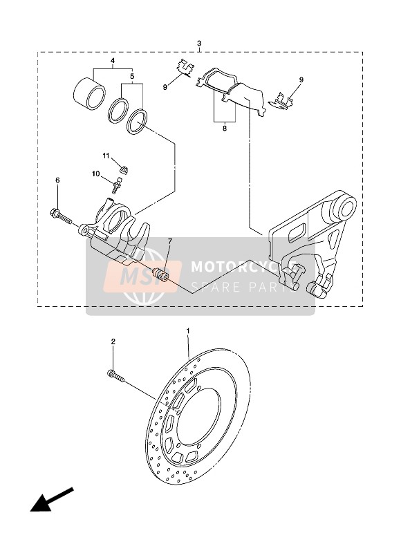 Yamaha XVS1300A 2016 BREMSSATTEL HINTEN für ein 2016 Yamaha XVS1300A