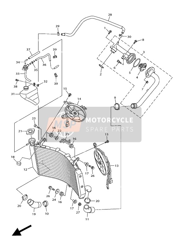 Yamaha YZF-R1 2016 Radiator & Slang voor een 2016 Yamaha YZF-R1