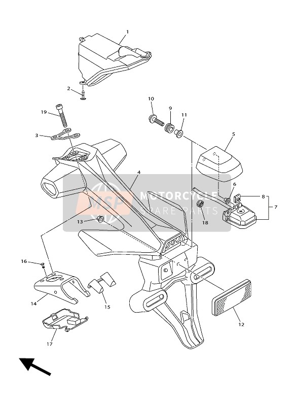 Yamaha YZF-R1 2016 Achterlicht voor een 2016 Yamaha YZF-R1