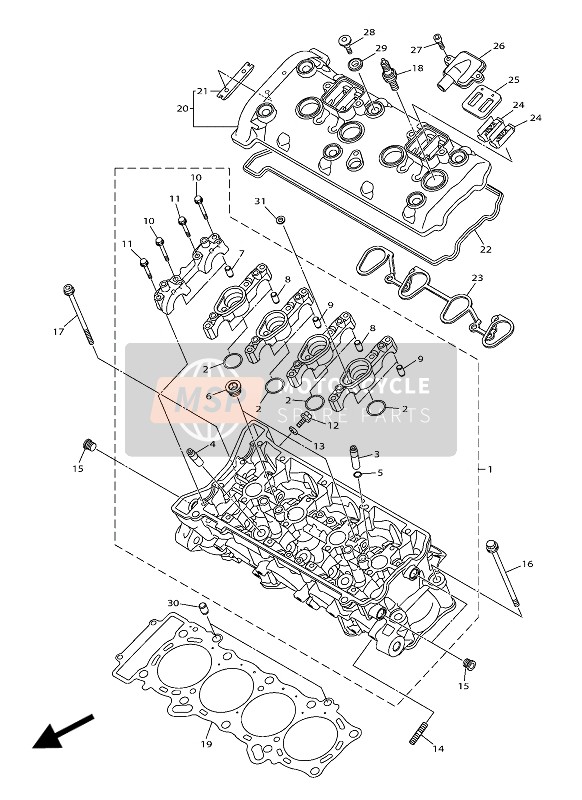 Yamaha YZF-R1M 2016 Cylinder Head for a 2016 Yamaha YZF-R1M