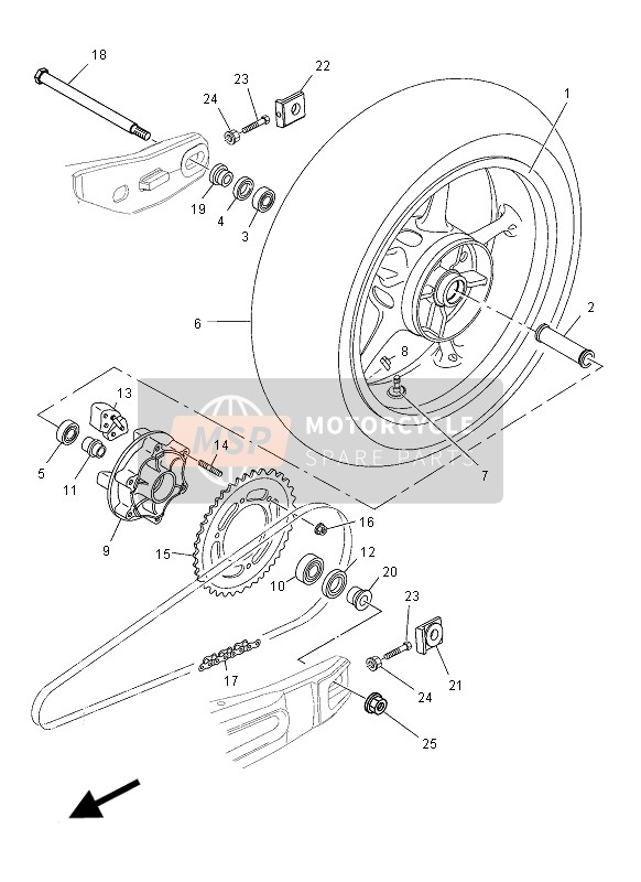 Yamaha MT03 2008 Rear Wheel for a 2008 Yamaha MT03