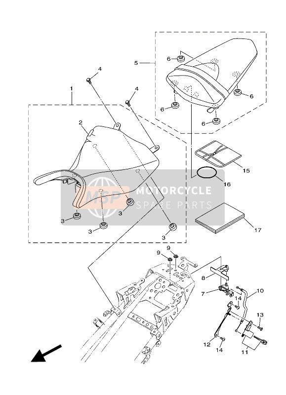 1WDF47100300, Single Seat Assy, Yamaha, 0