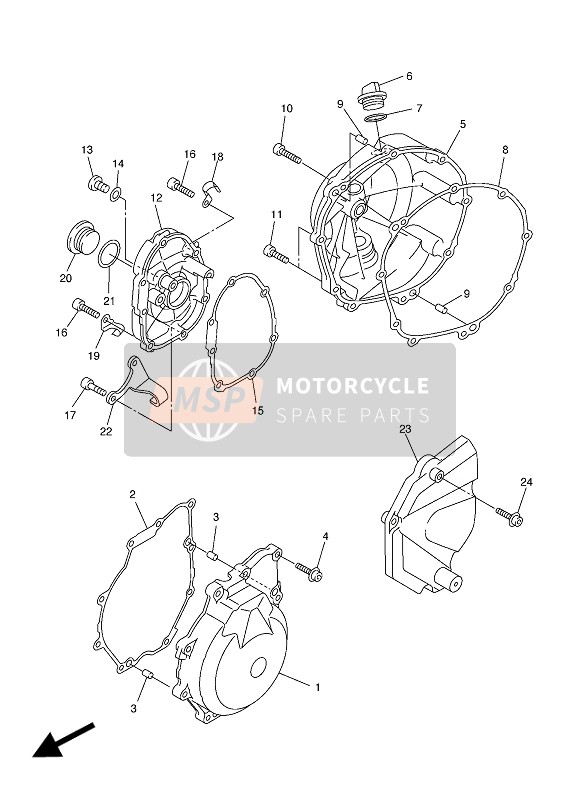 Yamaha YZF-R6 2016 Crankcase Cover 1 for a 2016 Yamaha YZF-R6