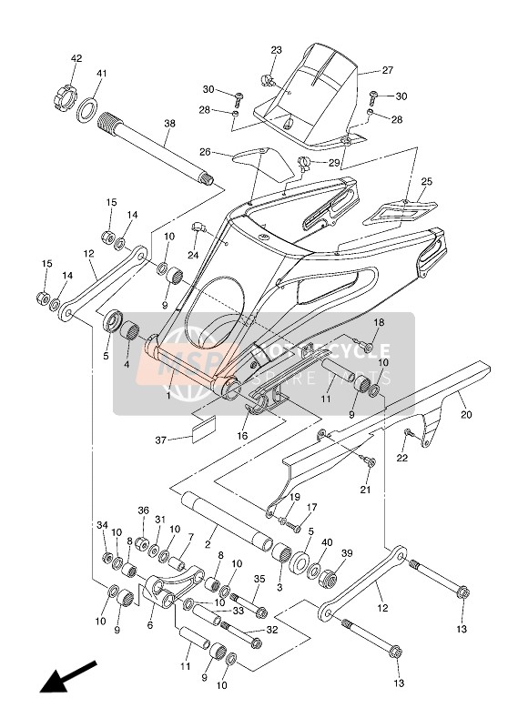 Yamaha YZF-R6 2016 Brazo trasero para un 2016 Yamaha YZF-R6