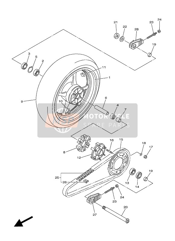 Yamaha YZF-R6 2016 Ruota posteriore per un 2016 Yamaha YZF-R6