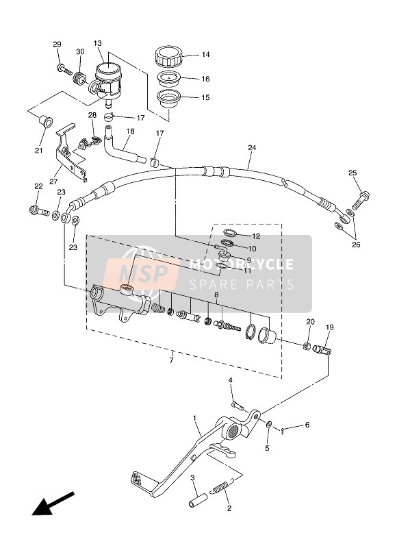 Yamaha YZF-R6 2016 Maître-cylindre arrière pour un 2016 Yamaha YZF-R6