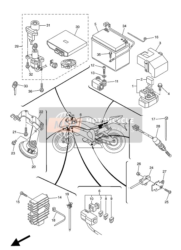 Yamaha YZF-R6 2016 Electrical 2 for a 2016 Yamaha YZF-R6