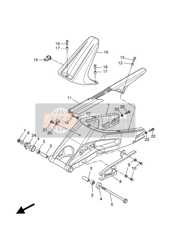 Yamaha YZF-R125 2016 Braccio posteriore per un 2016 Yamaha YZF-R125