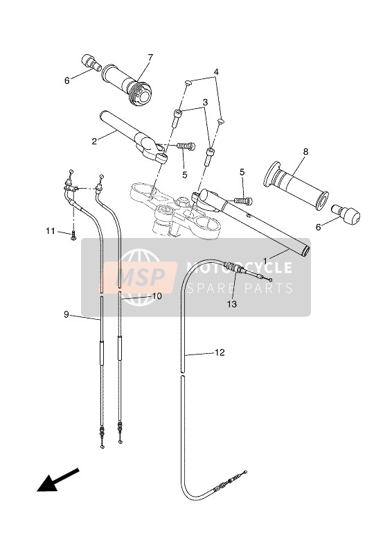 Yamaha YZF-R125 2016 Manija de dirección & Cable para un 2016 Yamaha YZF-R125