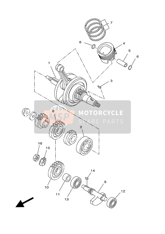 Yamaha YZF-R125A 2016 Krukas & Zuiger voor een 2016 Yamaha YZF-R125A