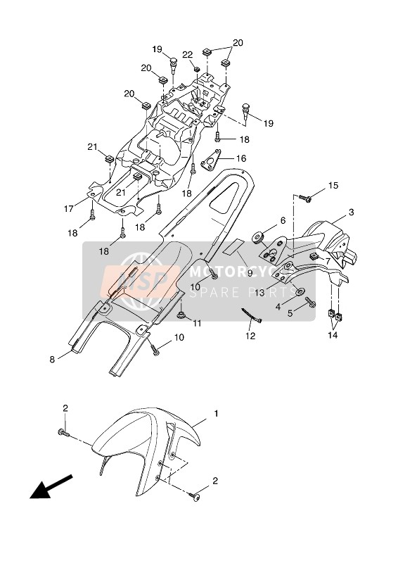 Yamaha YZF-R125A 2016 Parafango per un 2016 Yamaha YZF-R125A