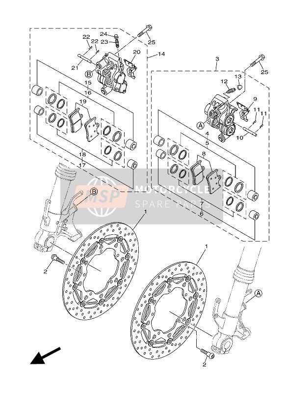 B672580T0000, Etrier Complet (G), Yamaha, 0