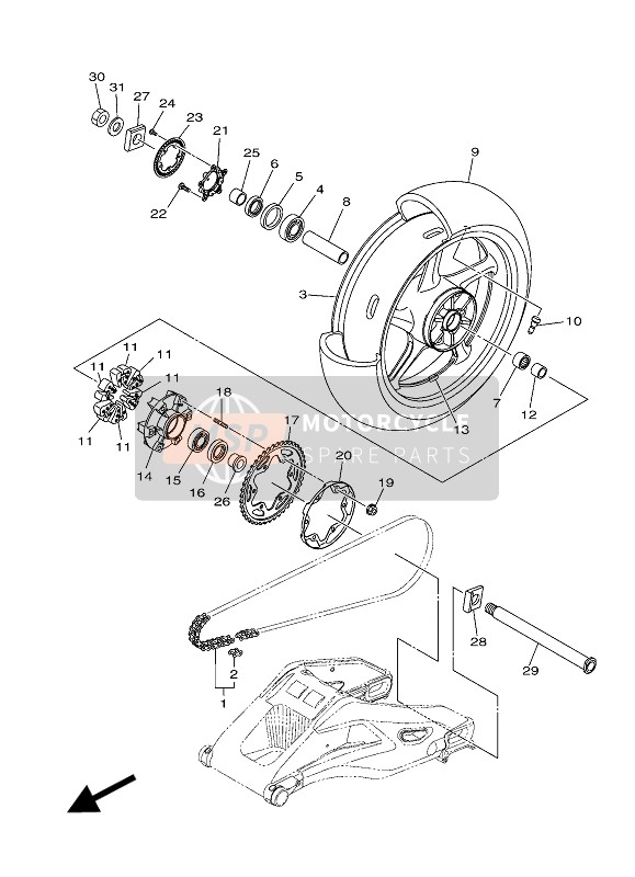 B67253890000, Tendeur 2,  Chaine, Yamaha, 0