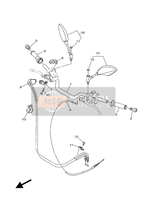 B67262900100, Rear View Mirror Assy (Right), Yamaha, 0