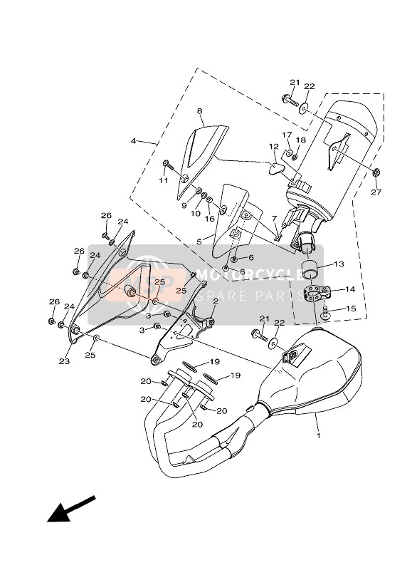 1WDE46020000, Exhaust Pipe Comp., Yamaha, 0