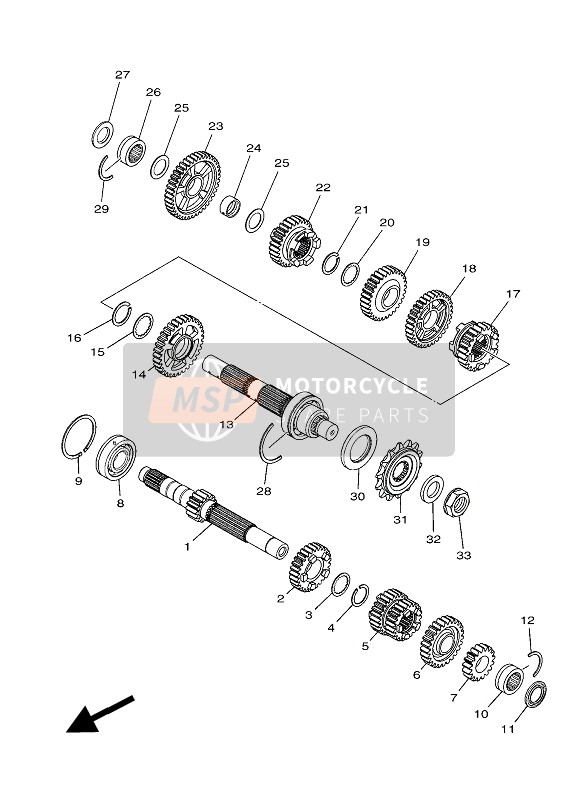 1WDE71210000, Gear, 2ND Pinion, Yamaha, 0