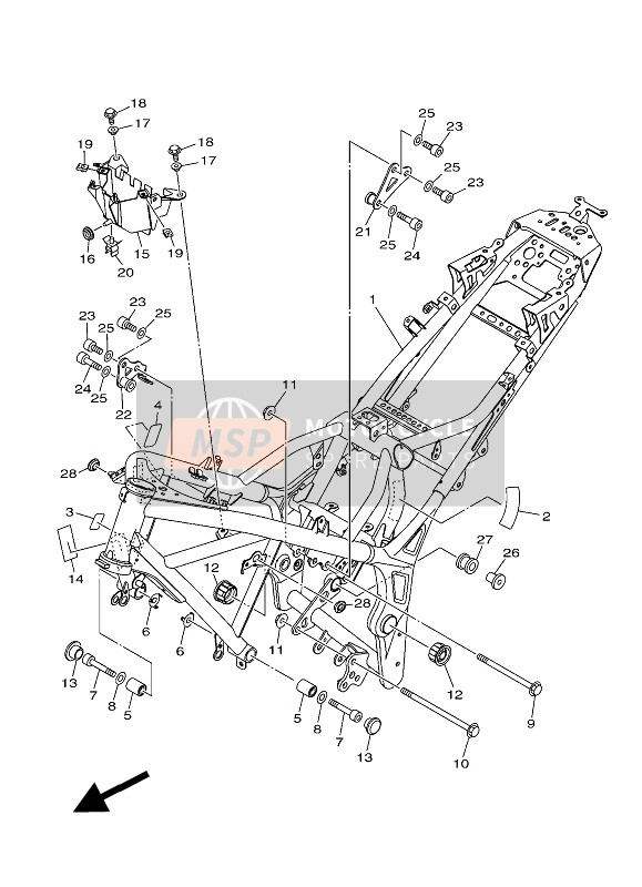 Yamaha MTN250 2016 Frame voor een 2016 Yamaha MTN250