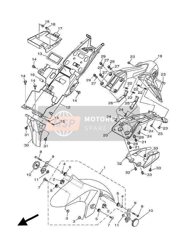 1WDF113J0000, Bracket, Reflector, Yamaha, 2