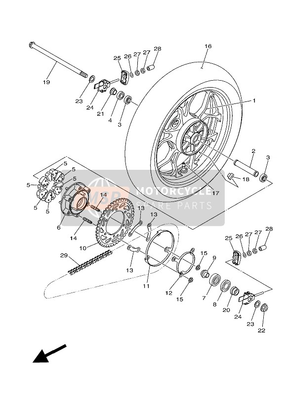 1WDF53380198, Cast Wheel, Rear, Yamaha, 0