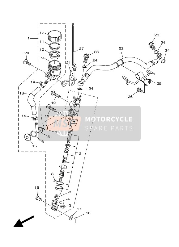 Yamaha MTN250 2016 Maître-cylindre arrière pour un 2016 Yamaha MTN250