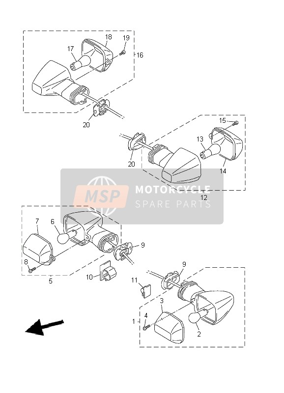 Yamaha FZS1000 FAZER 2002 Luz intermitente para un 2002 Yamaha FZS1000 FAZER