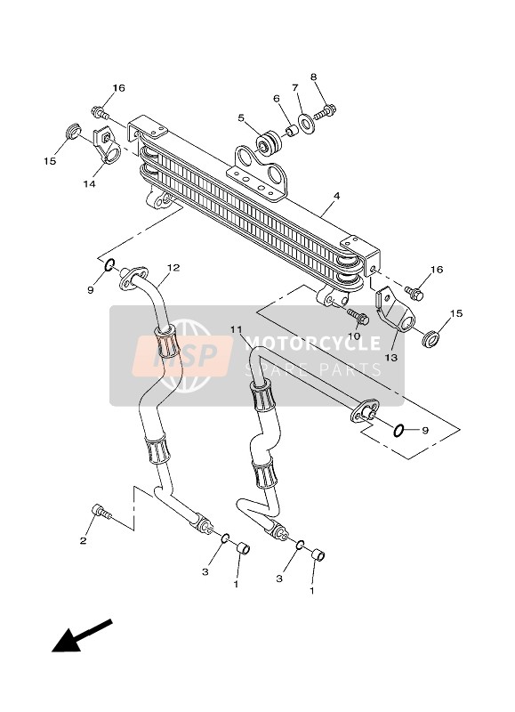 Yamaha YS250 2016 Refroidisseur d'huile pour un 2016 Yamaha YS250