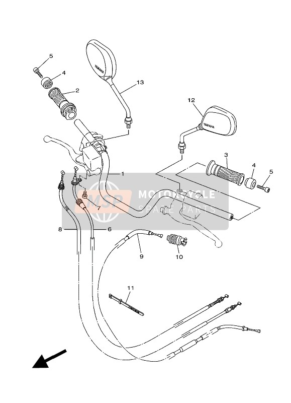 Yamaha YS250 2016 Manija de dirección & Cable para un 2016 Yamaha YS250