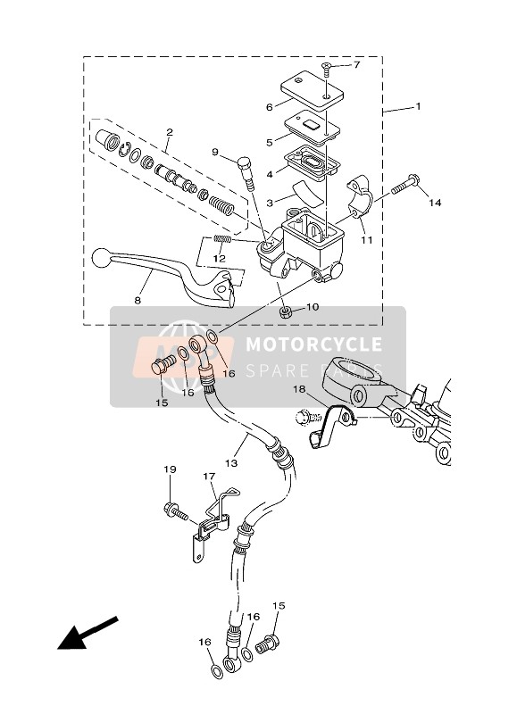 Yamaha YS250 2016 Maître-cylindre avant pour un 2016 Yamaha YS250