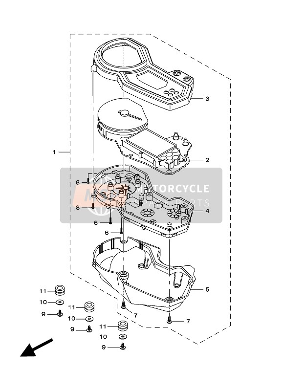 Yamaha YS250 2016 Meter voor een 2016 Yamaha YS250