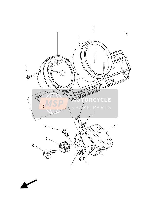 Yamaha MT03 2008 Mètre pour un 2008 Yamaha MT03