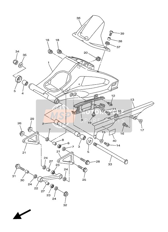 Yamaha FZ1-N 2014 Braccio posteriore per un 2014 Yamaha FZ1-N