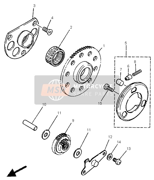 Yamaha TDR125 1995 Starter Clutch for a 1995 Yamaha TDR125