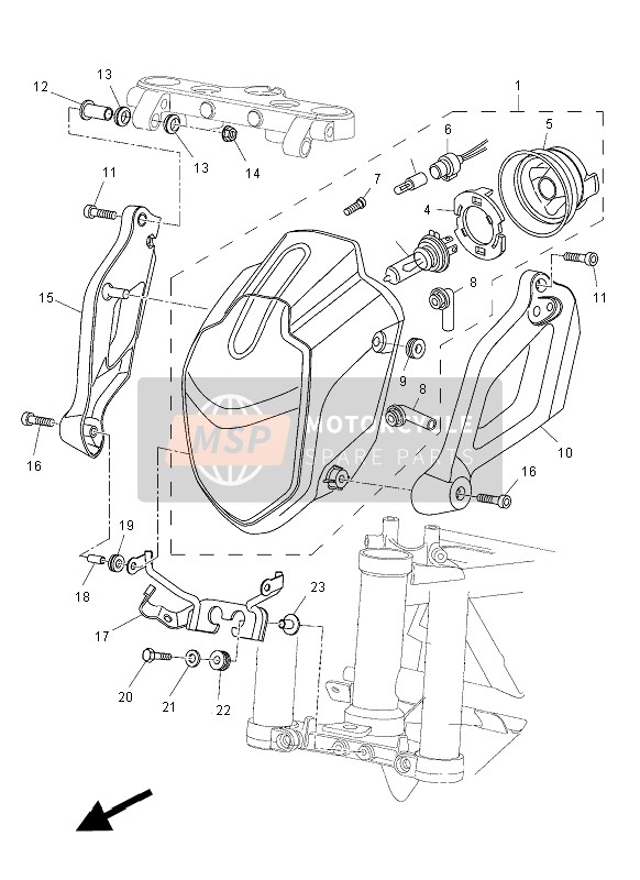 5YKH411900P1, Stay, Koplamp 2, Yamaha, 1