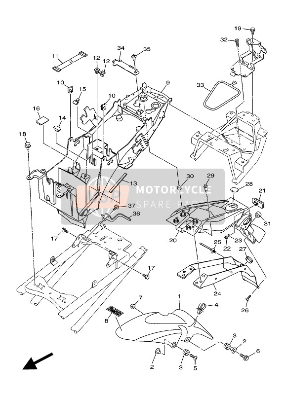 Yamaha XJ-6S 2014 Spatbord voor een 2014 Yamaha XJ-6S