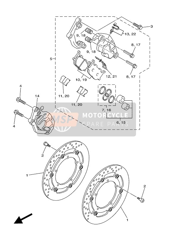 Yamaha XJ-6S 2014 Remklauw voor voor een 2014 Yamaha XJ-6S