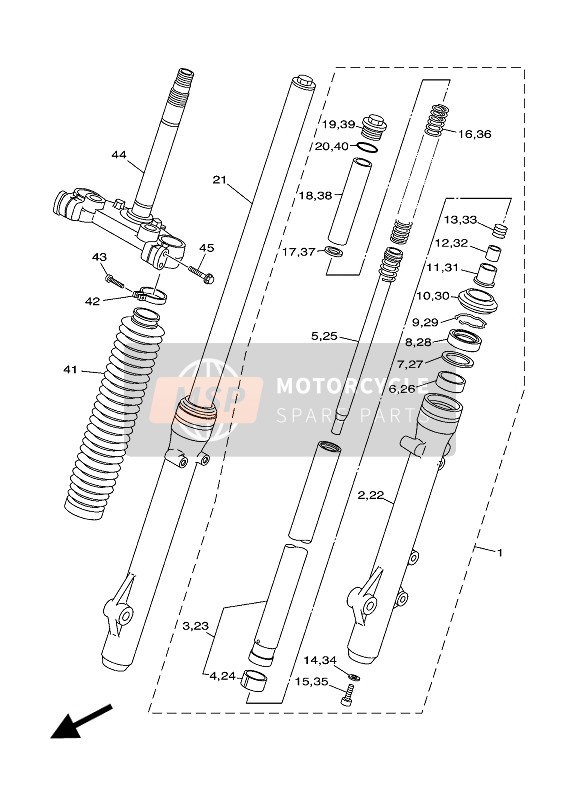 Yamaha XT250E 2014 Fourche avant pour un 2014 Yamaha XT250E