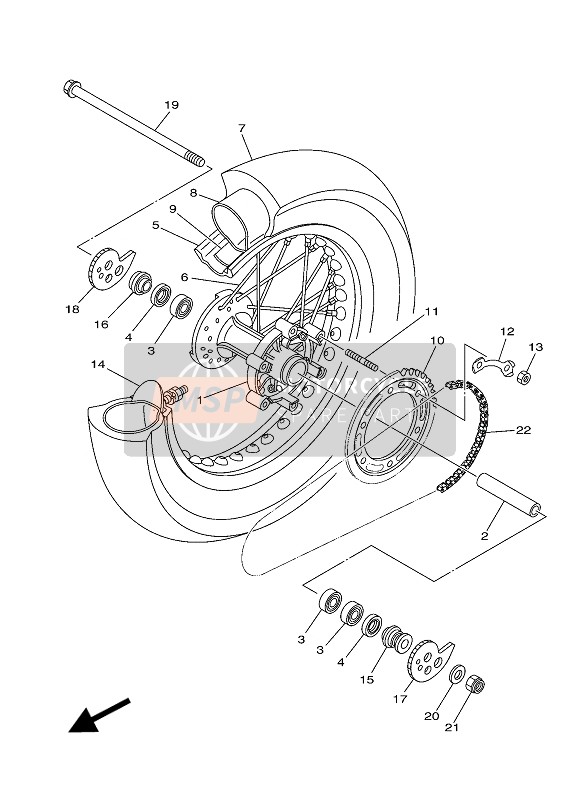 Yamaha XT250E 2014 Ruota posteriore per un 2014 Yamaha XT250E