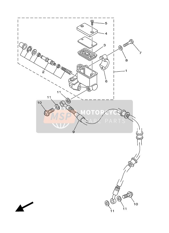 Yamaha XT250E 2014 Pompa freno anteriore per un 2014 Yamaha XT250E