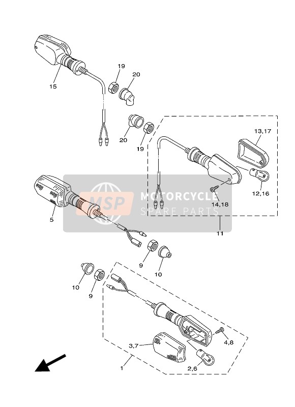 Yamaha XT250E 2014 Lumière clignotante pour un 2014 Yamaha XT250E