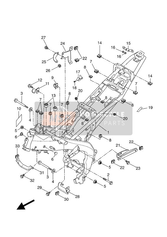 Yamaha YZF-R125 2014 Frame voor een 2014 Yamaha YZF-R125