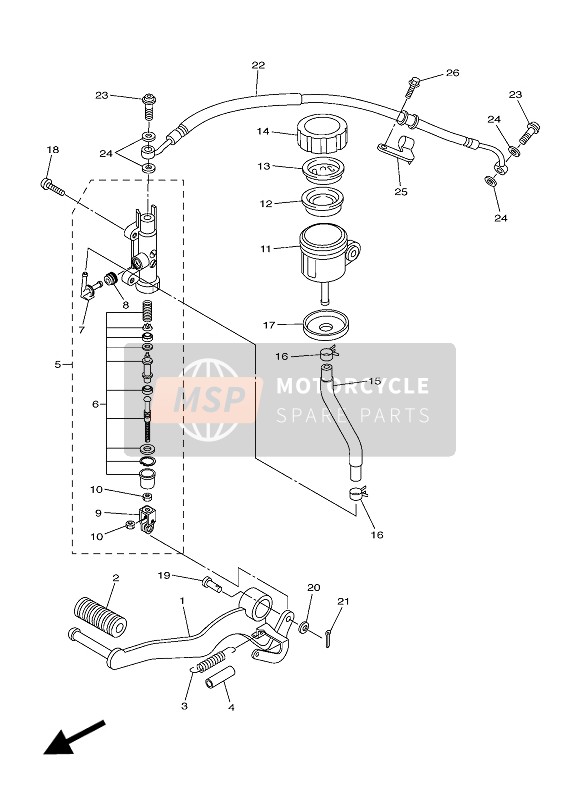 Yamaha FZ1-S 2013 Maître-cylindre arrière pour un 2013 Yamaha FZ1-S