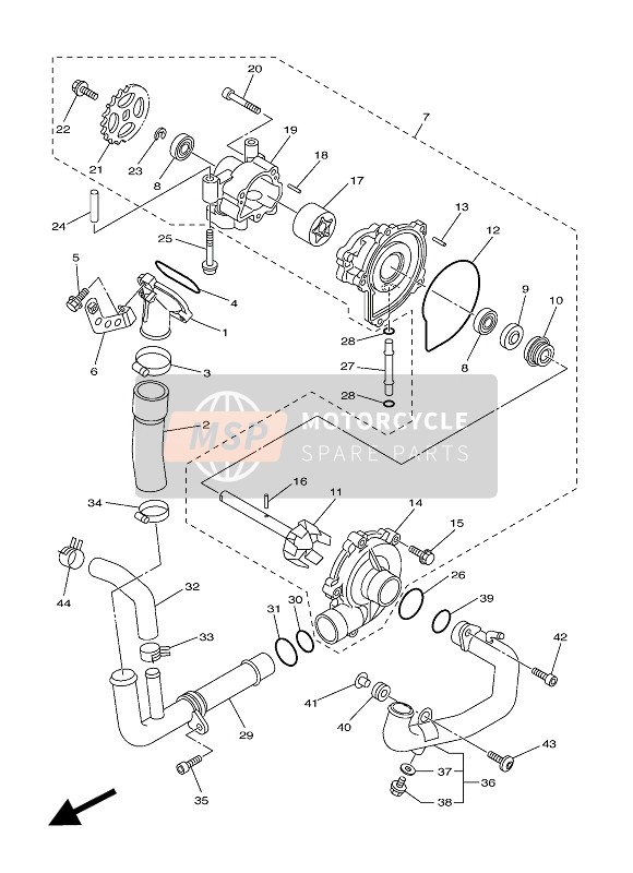 Yamaha FZ1-N 2013 Waterpomp voor een 2013 Yamaha FZ1-N