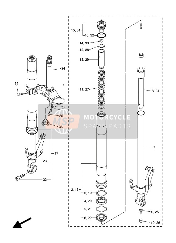 Yamaha FZ1-N 2013 Voorvork voor een 2013 Yamaha FZ1-N