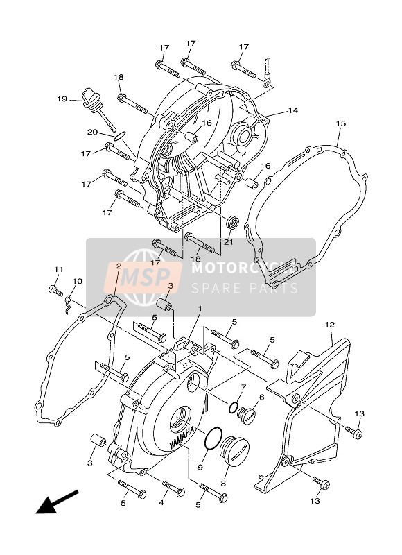 Yamaha YBR125ESD 2012 Couvercle de carter 1 pour un 2012 Yamaha YBR125ESD