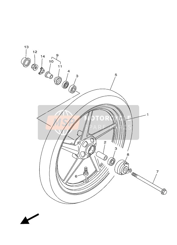 Yamaha YBR125ESD 2012 Rueda delantera para un 2012 Yamaha YBR125ESD