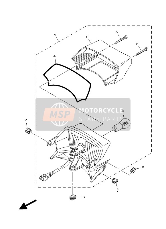 Yamaha YBR125ESD 2012 Achterlicht voor een 2012 Yamaha YBR125ESD