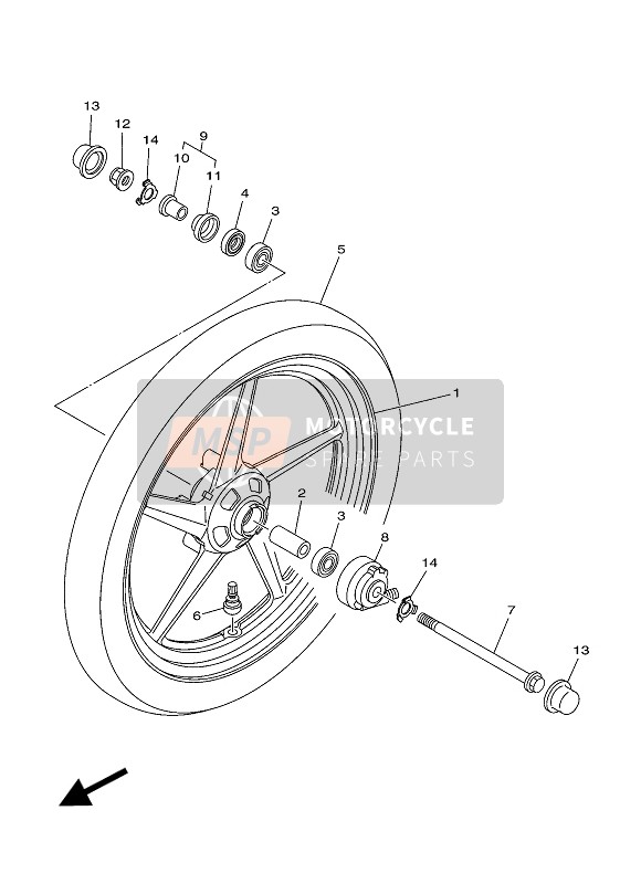 Yamaha YBR125ESD 2011 Rueda delantera para un 2011 Yamaha YBR125ESD