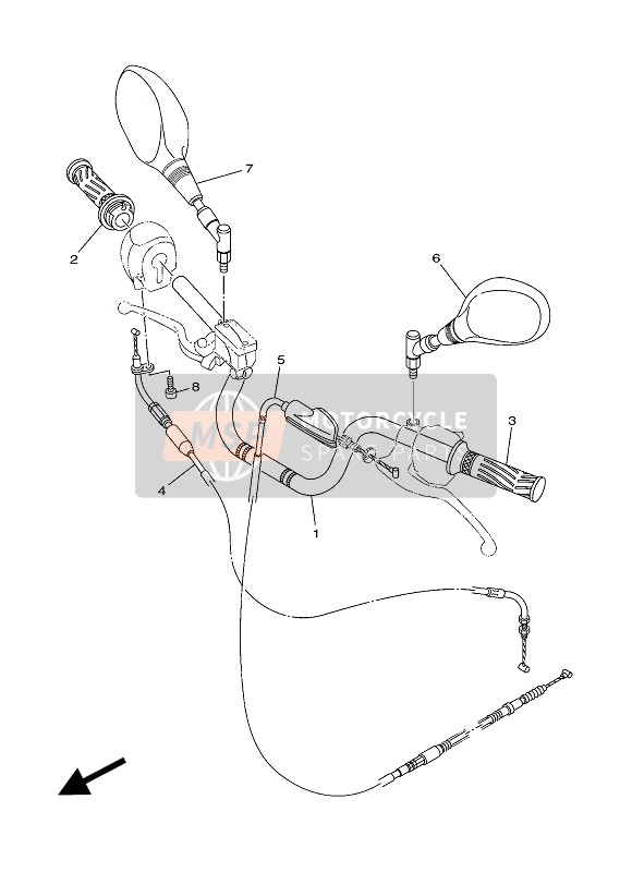 Yamaha YBR125ESD 2011 Manija de dirección & Cable para un 2011 Yamaha YBR125ESD